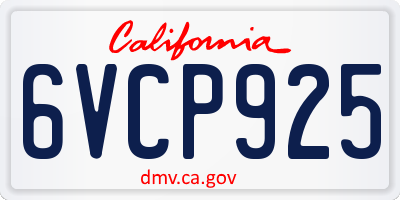 CA license plate 6VCP925