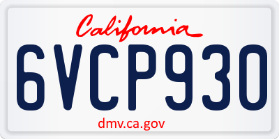 CA license plate 6VCP930