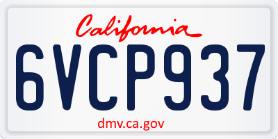CA license plate 6VCP937