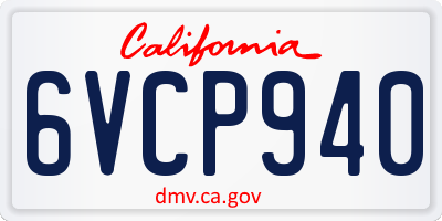 CA license plate 6VCP940