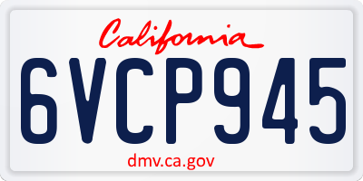 CA license plate 6VCP945