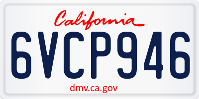 CA license plate 6VCP946