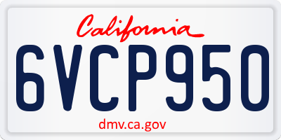 CA license plate 6VCP950