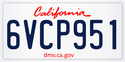 CA license plate 6VCP951