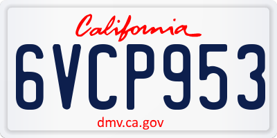 CA license plate 6VCP953