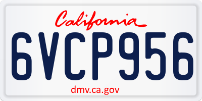 CA license plate 6VCP956