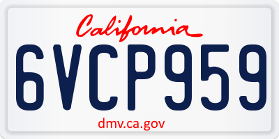 CA license plate 6VCP959