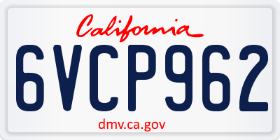 CA license plate 6VCP962