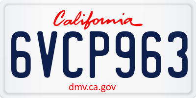 CA license plate 6VCP963