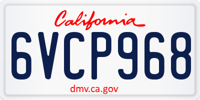 CA license plate 6VCP968