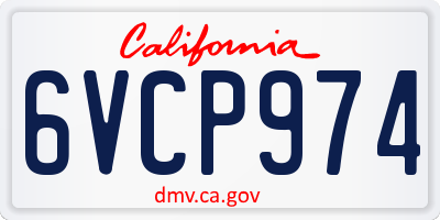 CA license plate 6VCP974