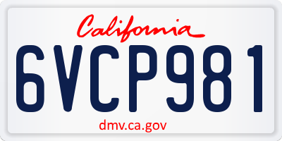 CA license plate 6VCP981