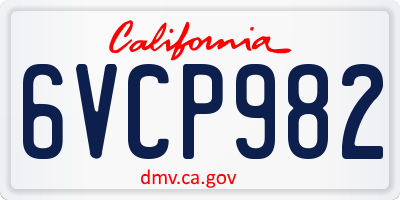 CA license plate 6VCP982