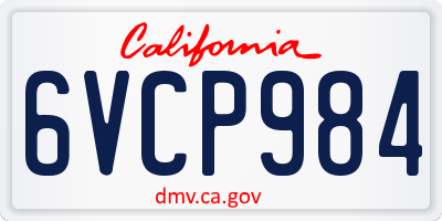 CA license plate 6VCP984