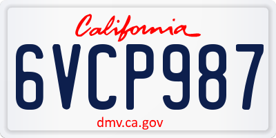CA license plate 6VCP987
