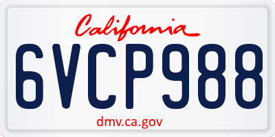 CA license plate 6VCP988