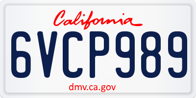 CA license plate 6VCP989