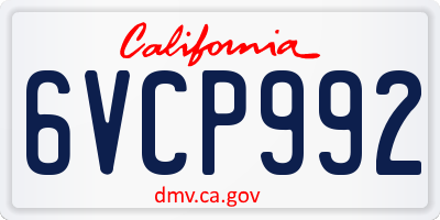 CA license plate 6VCP992