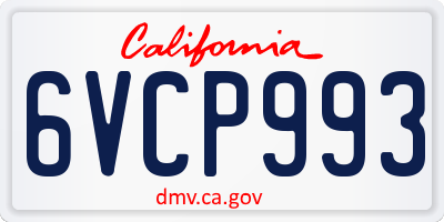 CA license plate 6VCP993