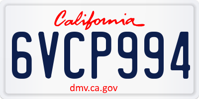 CA license plate 6VCP994