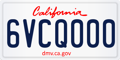 CA license plate 6VCQ000