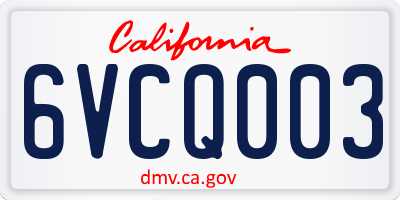 CA license plate 6VCQ003