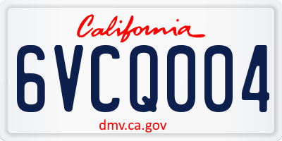CA license plate 6VCQ004