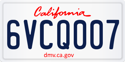 CA license plate 6VCQ007