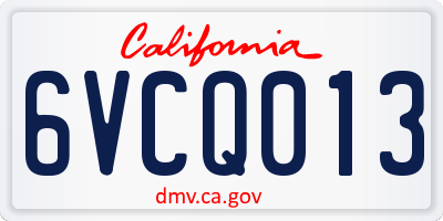 CA license plate 6VCQ013