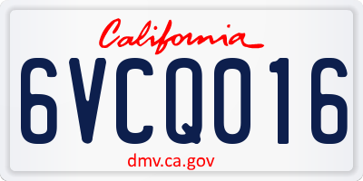 CA license plate 6VCQ016