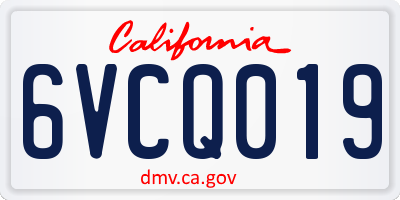 CA license plate 6VCQ019