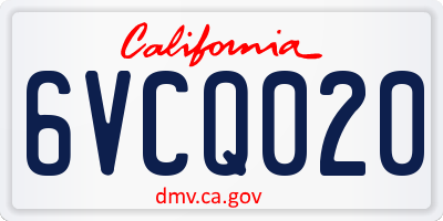 CA license plate 6VCQ020