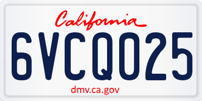 CA license plate 6VCQ025