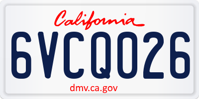 CA license plate 6VCQ026