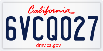 CA license plate 6VCQ027