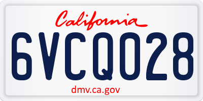 CA license plate 6VCQ028
