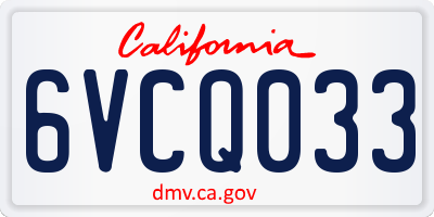 CA license plate 6VCQ033