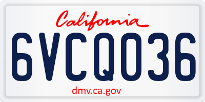CA license plate 6VCQ036