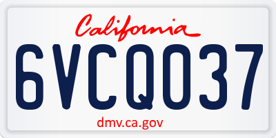 CA license plate 6VCQ037