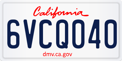 CA license plate 6VCQ040
