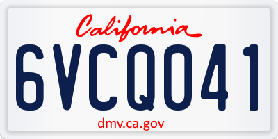 CA license plate 6VCQ041
