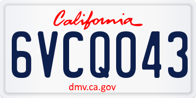 CA license plate 6VCQ043