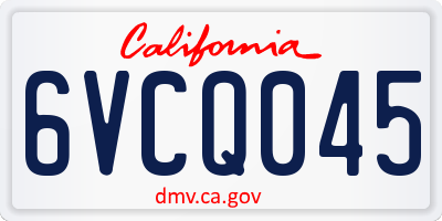CA license plate 6VCQ045