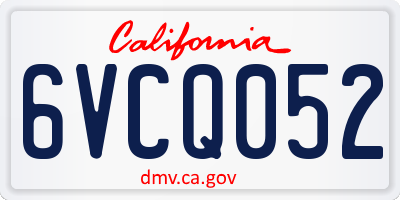 CA license plate 6VCQ052