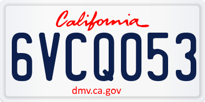 CA license plate 6VCQ053