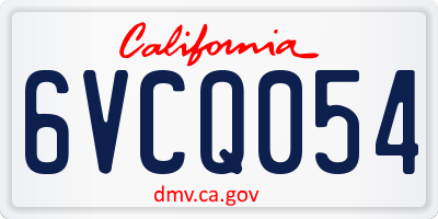 CA license plate 6VCQ054