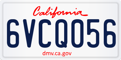 CA license plate 6VCQ056