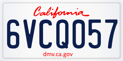 CA license plate 6VCQ057