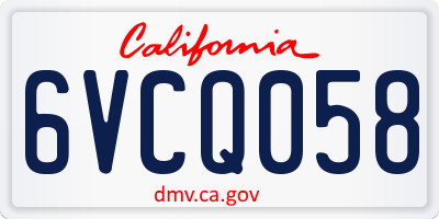 CA license plate 6VCQ058