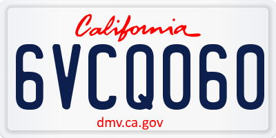 CA license plate 6VCQ060